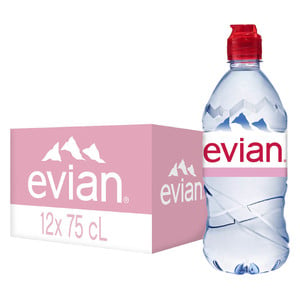 Evian Natural Mineral Water with Sports Cap 750ml x 12 Pieces