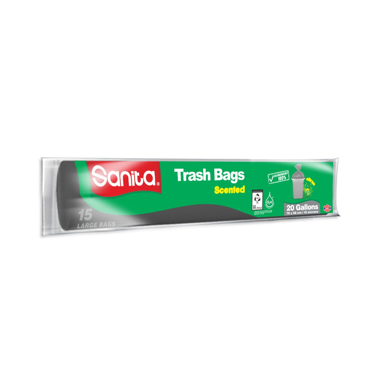Sanita Trash Bags Scented Large  20 Gallons Size 78 x 68cm/ 18 Microns 15pcs