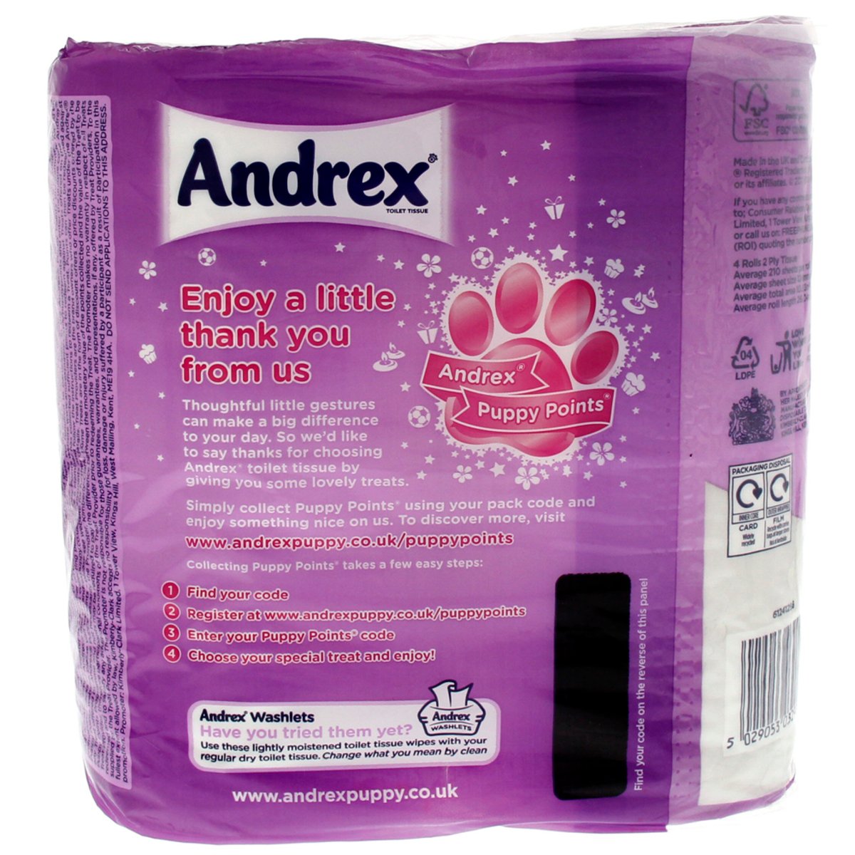 Andrex Toilet Puppy Pattern 4 Rolls