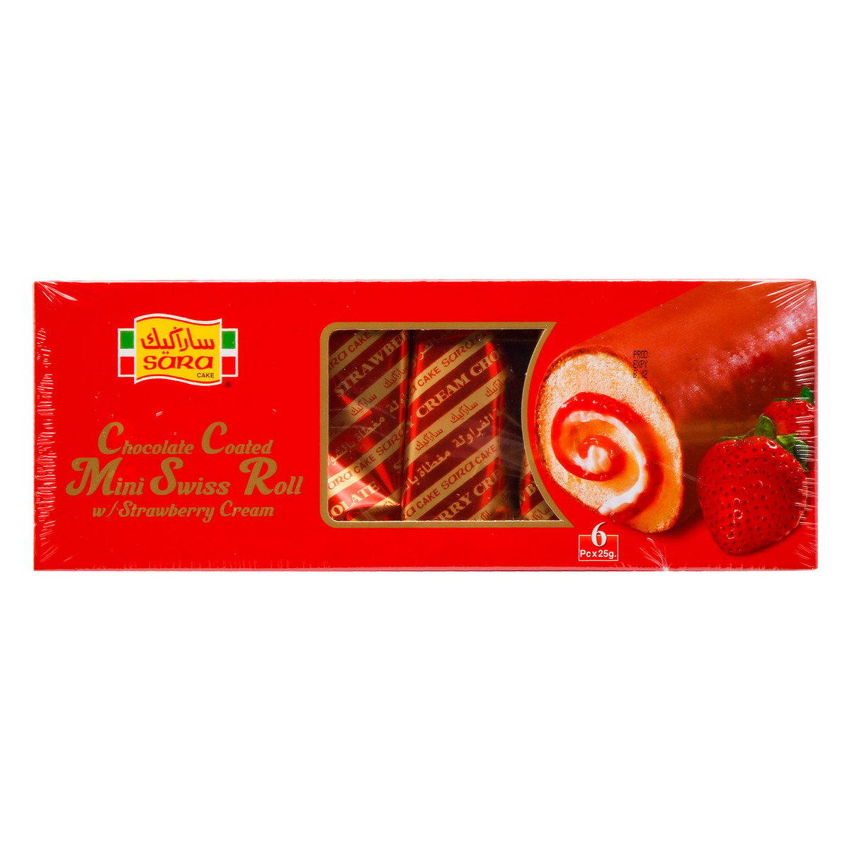 Sara Chocolate Coated Minis Swiss Roll With Strawberry Cream 6 x 25 g