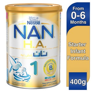 Nestle NAN H.A. Stage 1 Hypoallergenic Starter Infant Formula Fortified With Iron From Birth to 6 Months 400g