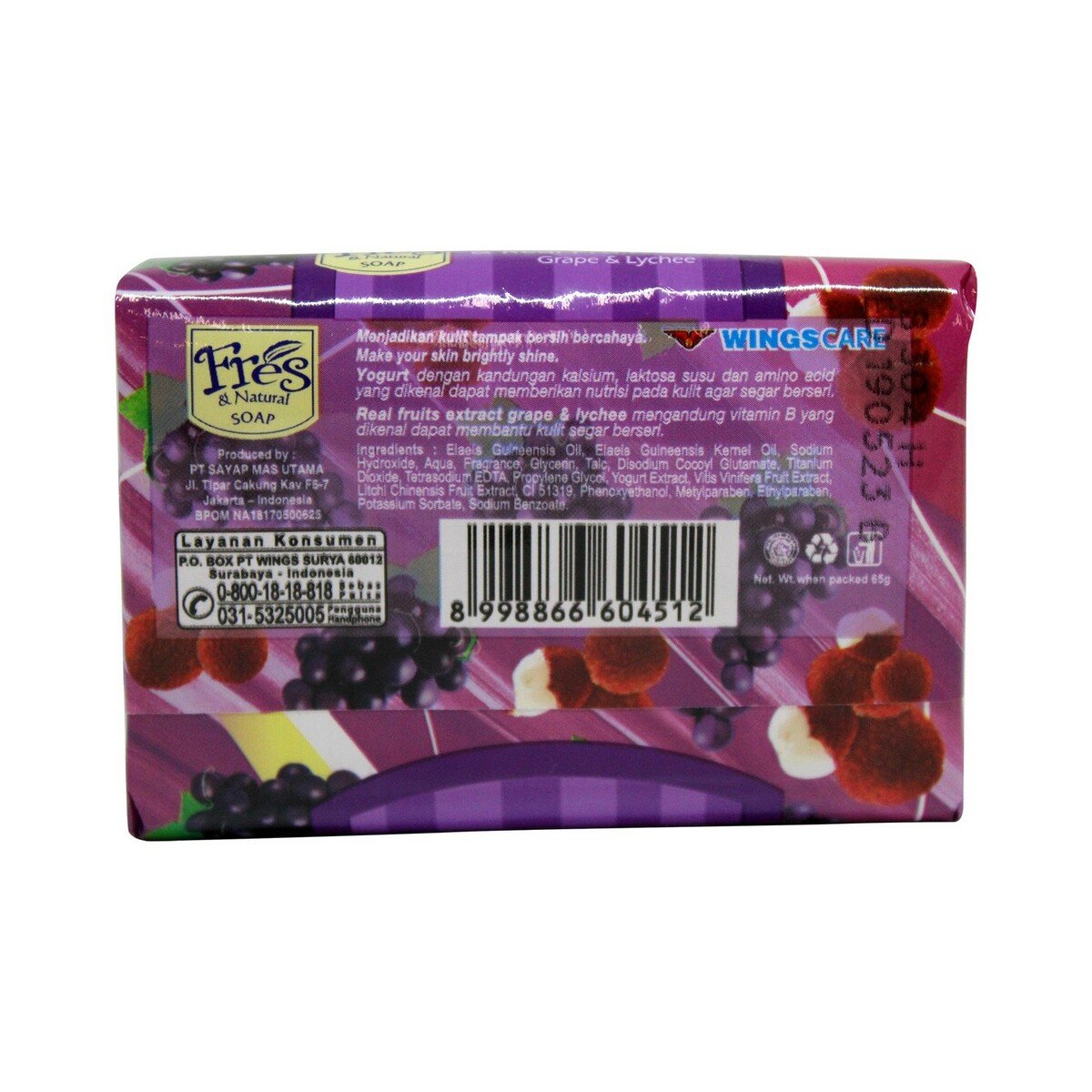 Fres & Natural Sabun Batang Anggur & Leci 65g