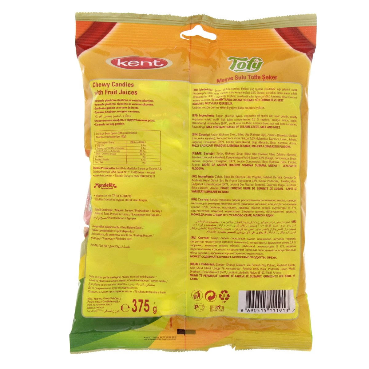 Kent Tofy Chewy Candies With Fruit Juices 375 g