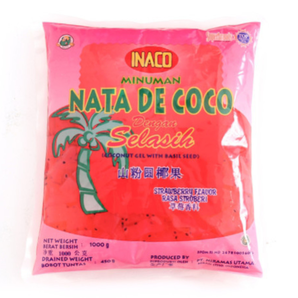 Inaco Nata De Coco Selasih Strawberry 1000g