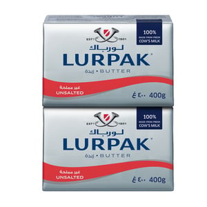Lurpak Butter Block Unsalted 2 x 400 g
