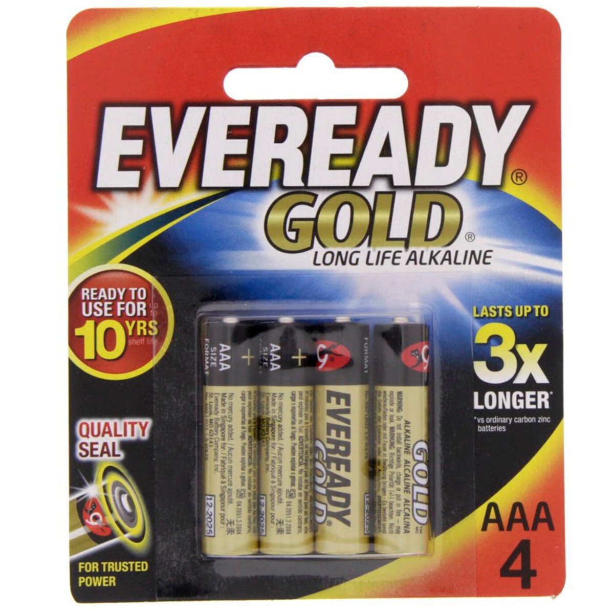 Eveready Gold AAA Battery A92 BP4