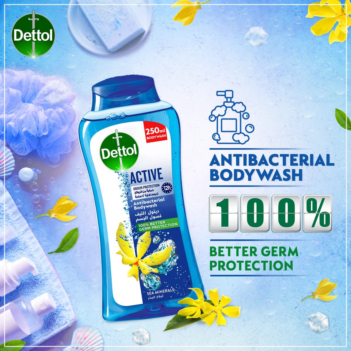 Dettol Anti-Bacterial Body Wash Active 250 ml