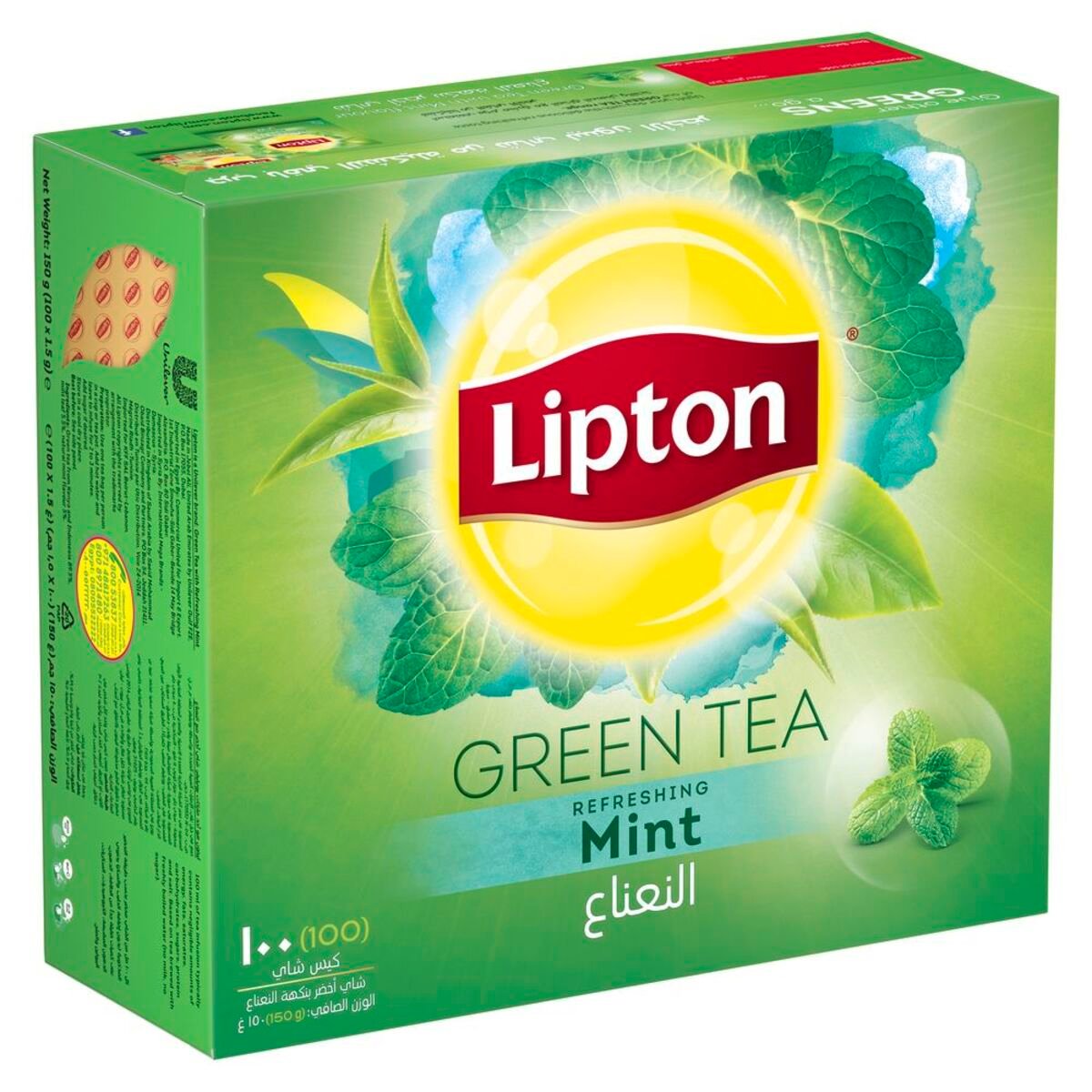 ليبتون شاي اخضر بالنعناع 100 كيس