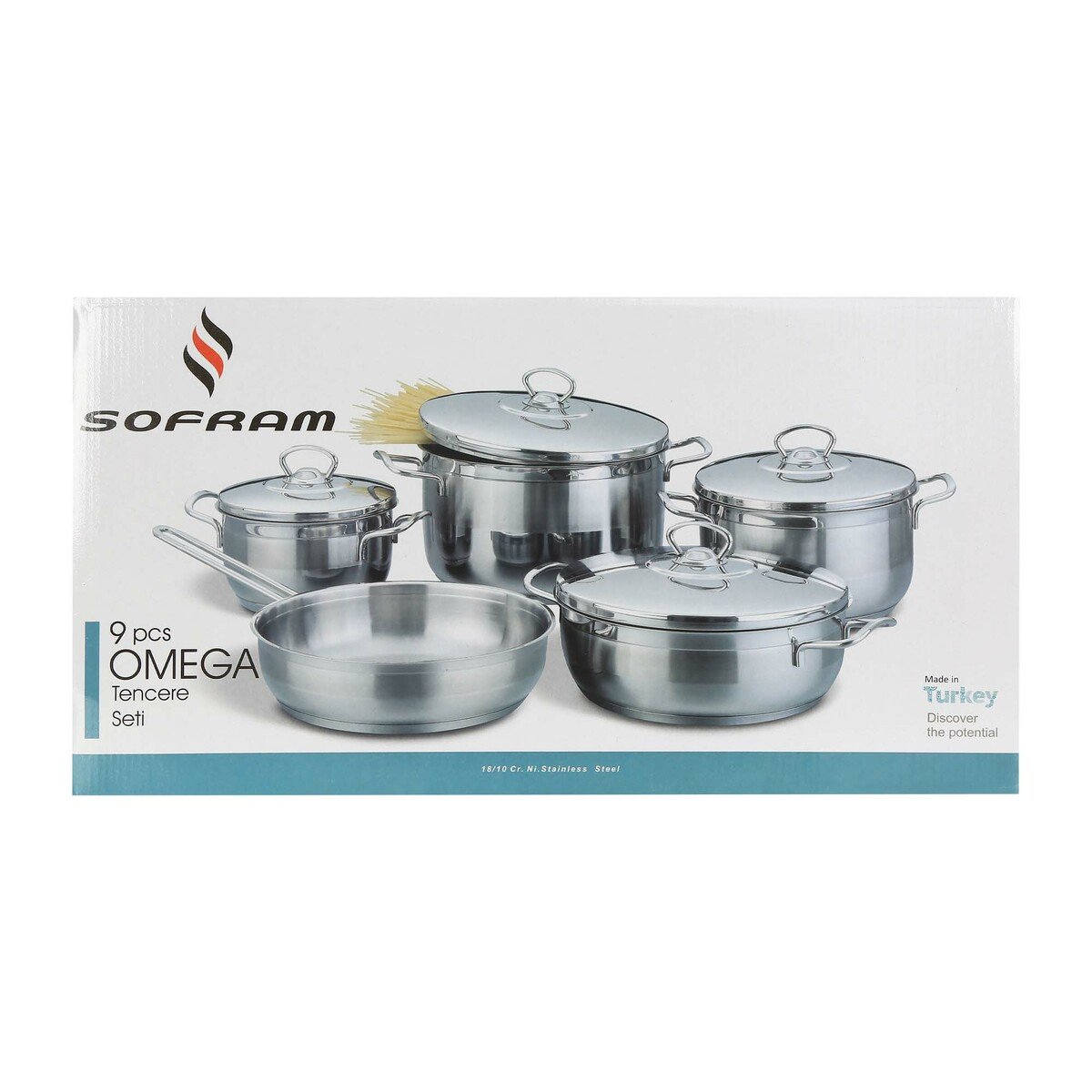 Sofram Stainless Steel Cookware Set 9Pcs Omega Made In Turkey