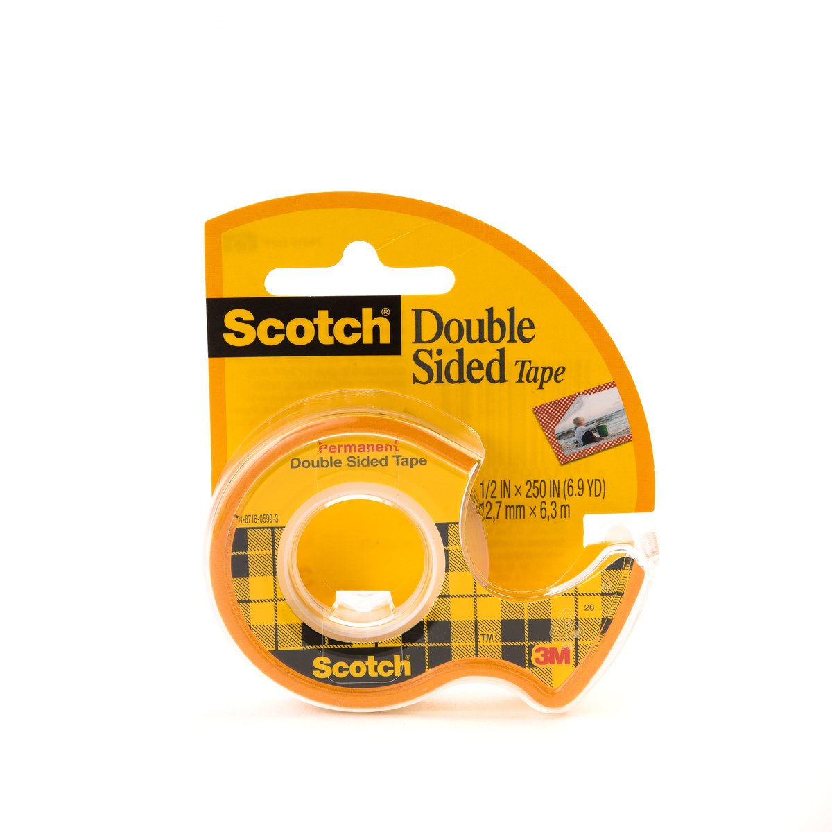 3M Scotch Double Sided Tape with Plastic Dispenser 1/2inch x 250inch 1Pc