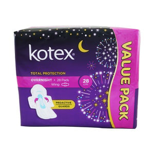 Kotex Soft Side Overnight Pro Active Guards Wing 28Cm 28 Counts