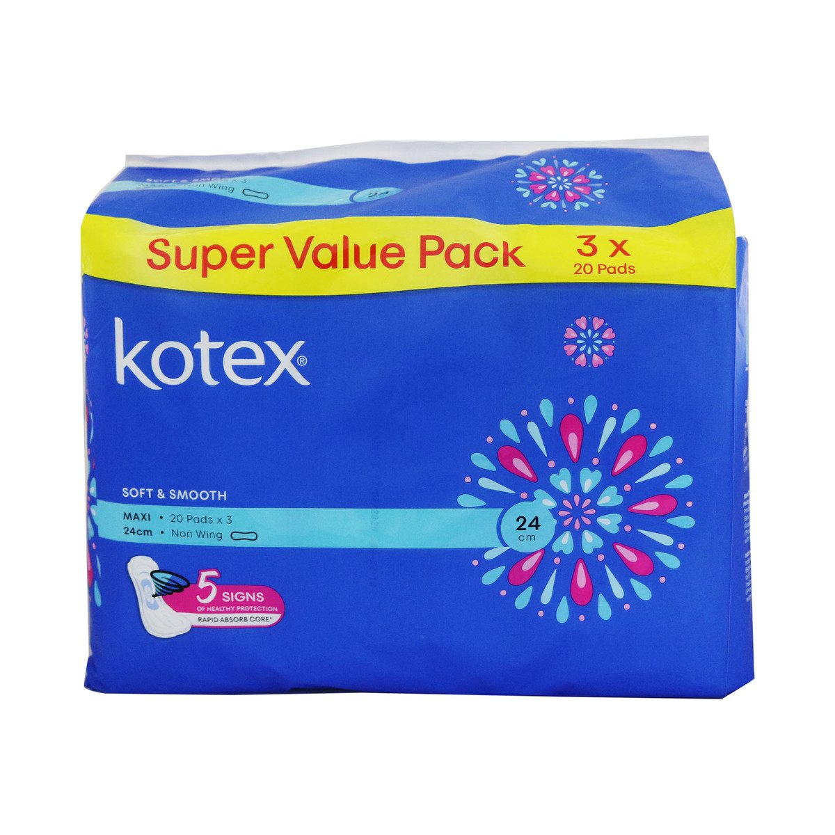 Kotex Soft Side Maxi Nonwing 3 x 20 Counts