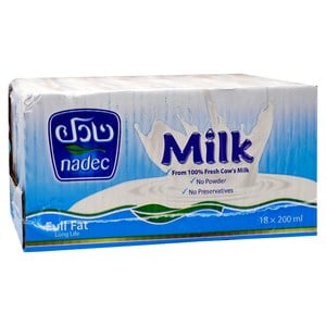 Nadec Long Life Milk Full Fat 18 x 200ml