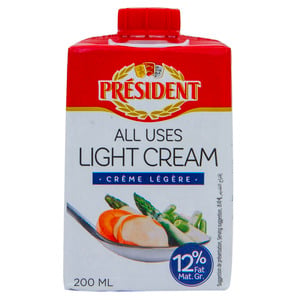 Buy President Light Cooking Cream 200 ml Online at Best Price | Fresh Cream | Lulu UAE in UAE