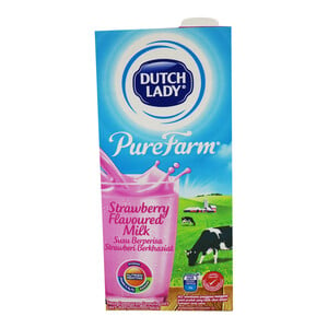 Dutch Lady Uht Milk Pure Farm Strawberry 1Litre