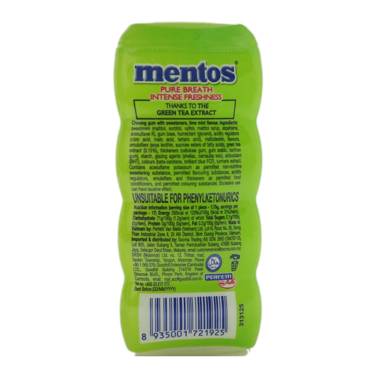 Mentos Pure Fresh Gum Lime Mint 29g