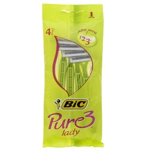 اشتري قم بشراء Bic Pure3 Lady 3Blade Razor 4 pcs Online at Best Price من الموقع - من لولو هايبر ماركت Ladies Shavers في الامارات