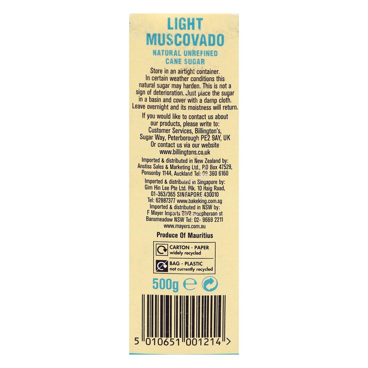 Billington's Light Muscovado Sugar 500 g