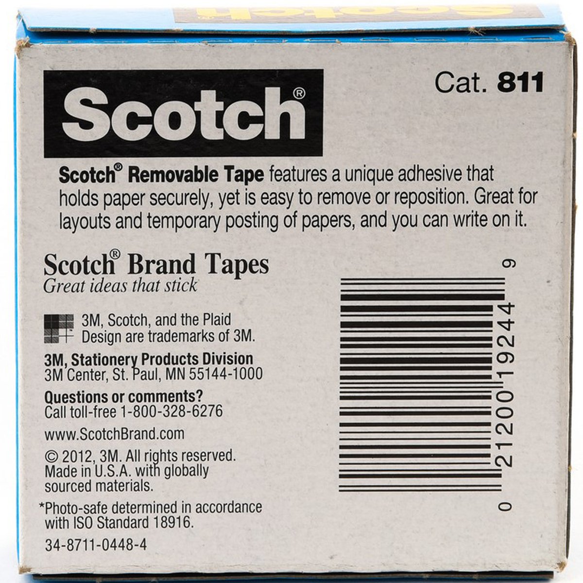 3M Scotch Magic Tape Boxed Removable 3/4in x 36yards 1Pc
