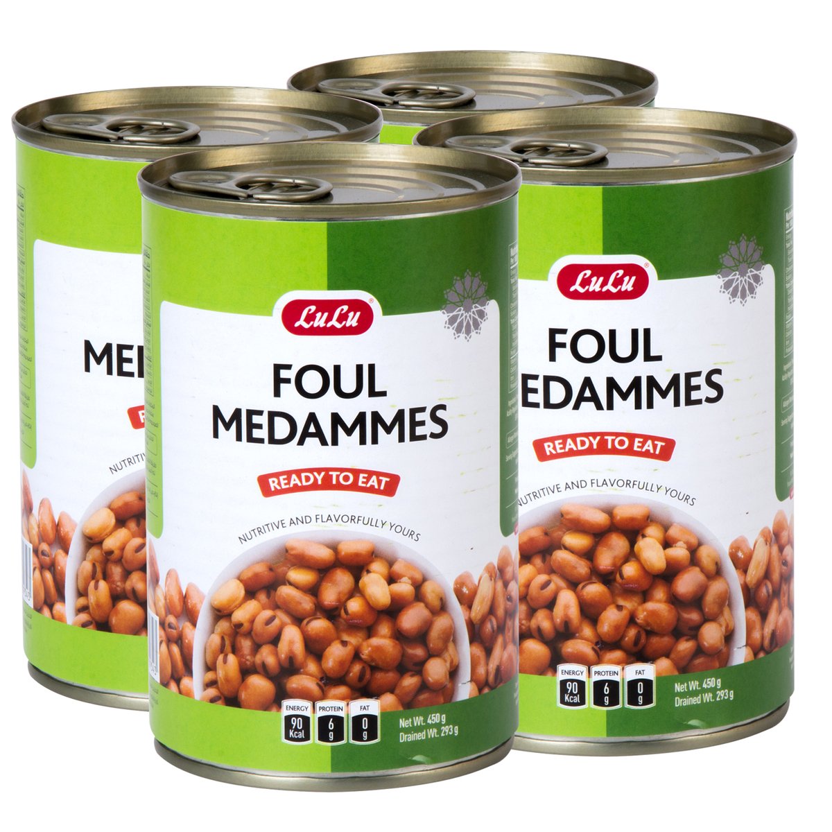 اشتري قم بشراء لولو فول مدمس 450 جم × 4 Online at Best Price من الموقع - من لولو هايبر ماركت Canned Foul Beans في الكويت