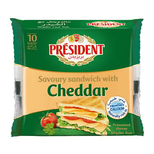 Buy President Sandwich Cheddar Cheese Slices 200 g Online at Best Price | Sliced Cheese | Lulu Egypt in UAE
