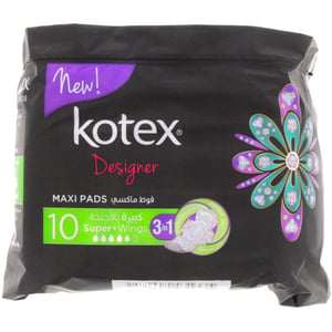 Kotex  Designer Maxi Pads Super + Wings 10pcs