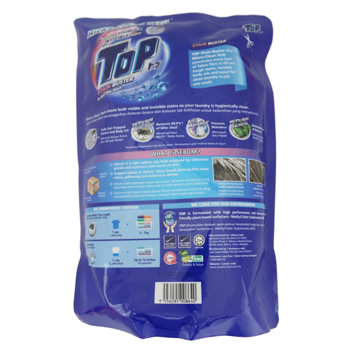 Top Clean Liquid Detergent Stain Buster Refill 1.8kg
