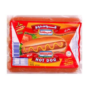 اشتري قم بشراء Americana Beef Chilli Hot Dog 450g Online at Best Price من الموقع - من لولو هايبر ماركت Sausages Prepacked في الكويت