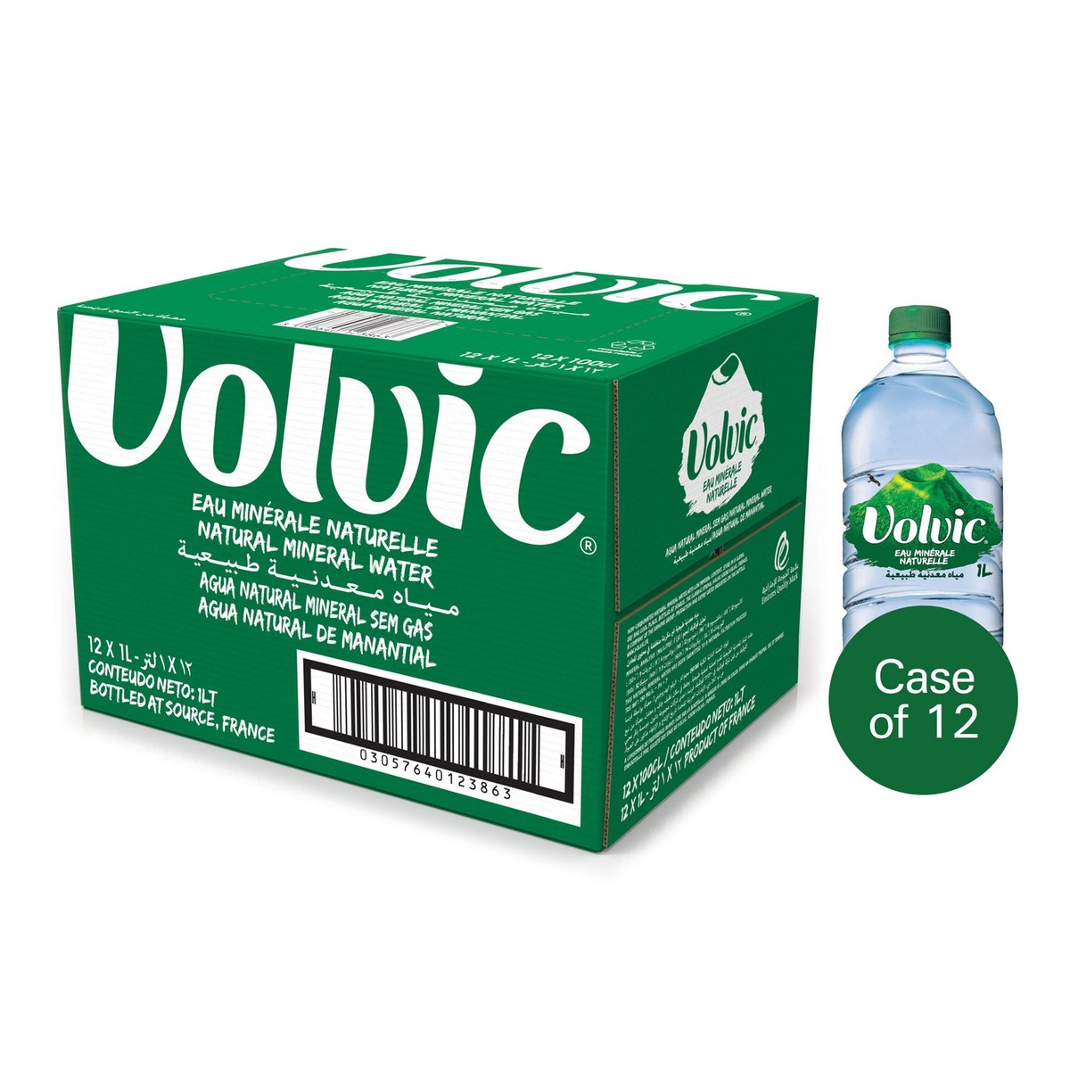 Volvic Natural Mineral Water 12 x 1 Litre