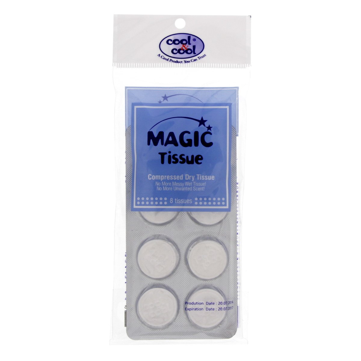 Cool & Cool Magic Tissue Compressed Dry Tissue 8's