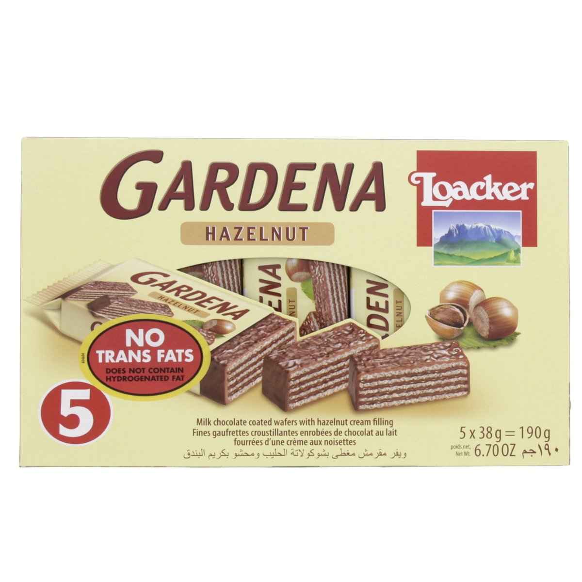 Loacker Gardena Hazelnut Wafers 5 x 38g