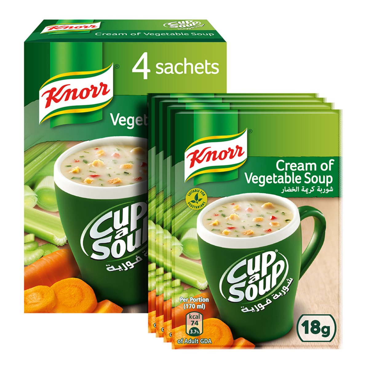 Knorr Cup-A-Soup Cream of Vegetable 4 x 18g