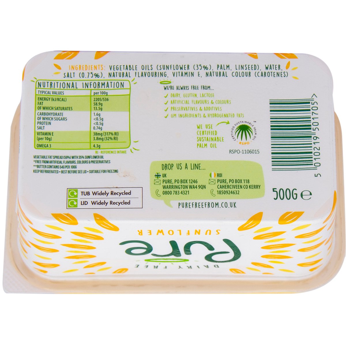 Pure Dairy Free Sunflower Oil Spread Cheese 500 g