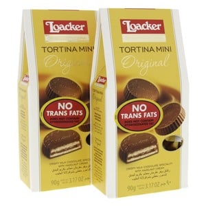 لواكر تورتينا شوكولاتة الحليب الصغيرة الأصلية مع كريمة البندق قطعتين × 90 جم