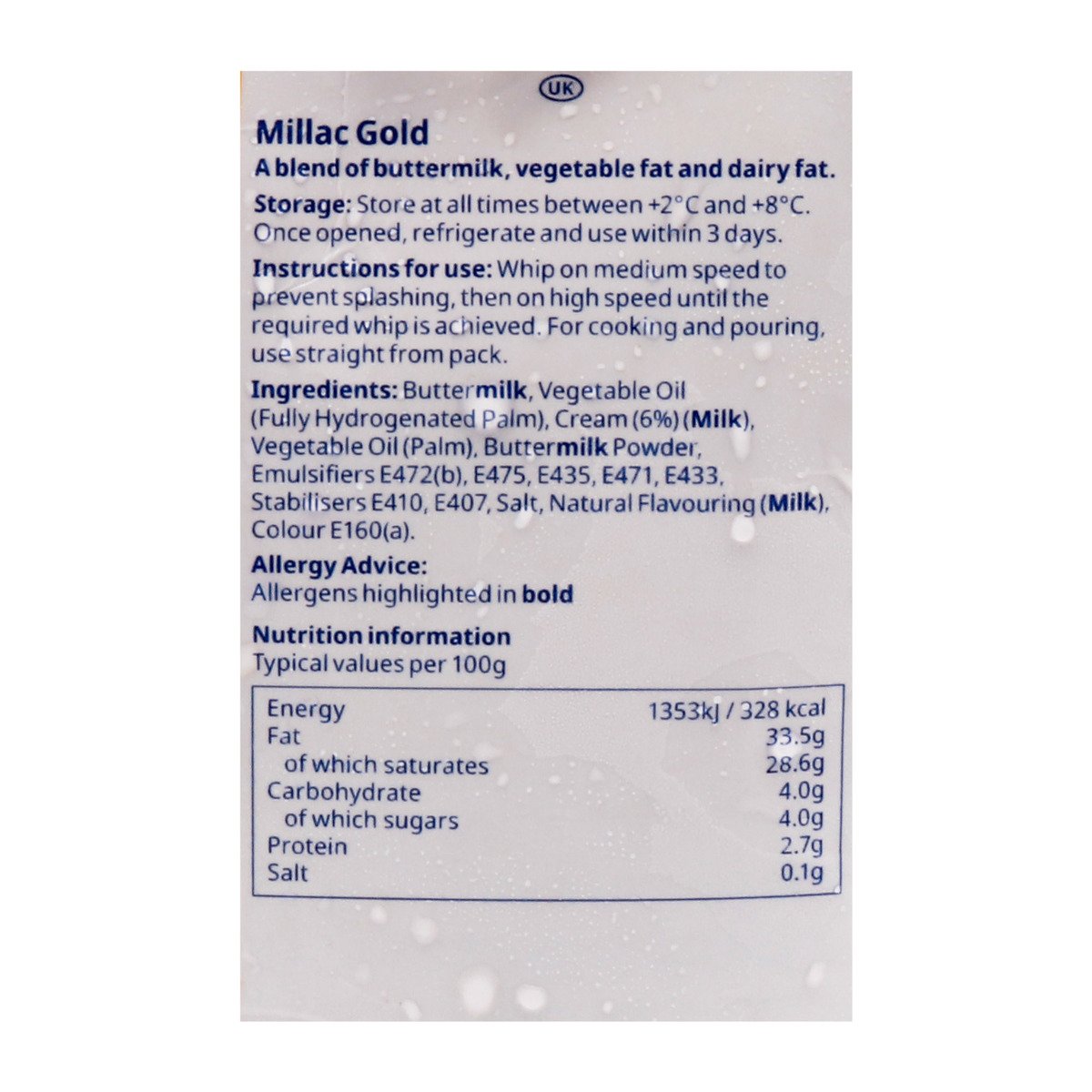 Millac Whipping, Cooking & Pouring Gold 1 Litre
