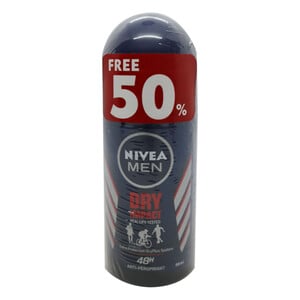 Nivea Mens Deodorant Dry Roll On 50ml FOC 25ml