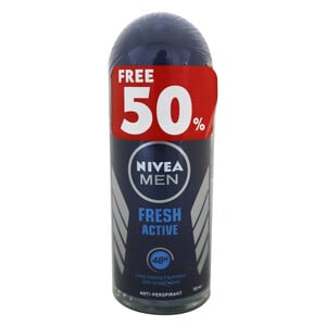 Nivea Mens Deodorant Fresh Roll On 50ml FOC 25ml