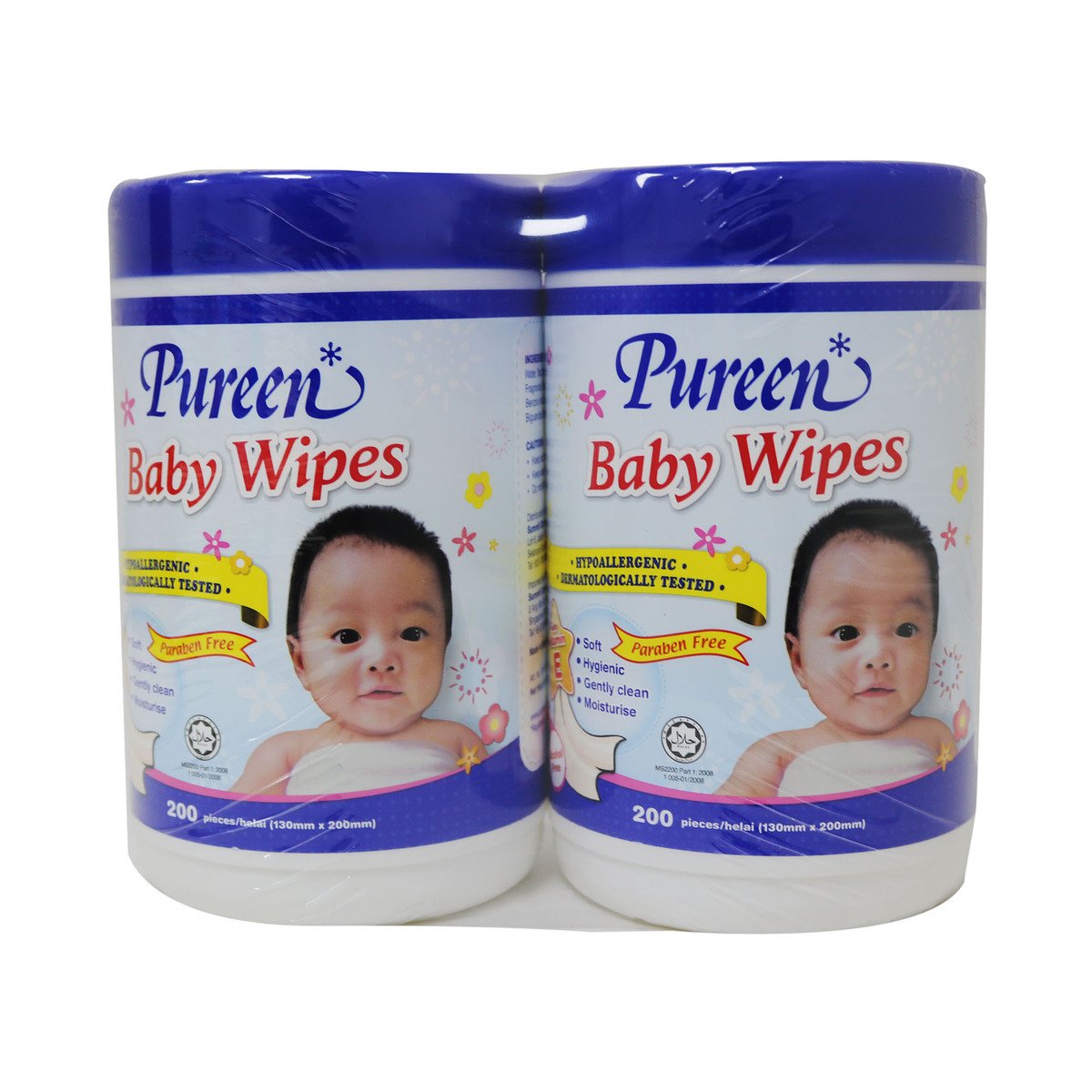 Pureen Baby Wipes Jar 2 x 200sheets
