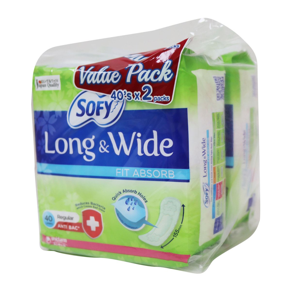 Sofy Panty Liner Long & Wide Fit Absorb (S) 40 Counts Twin Pack