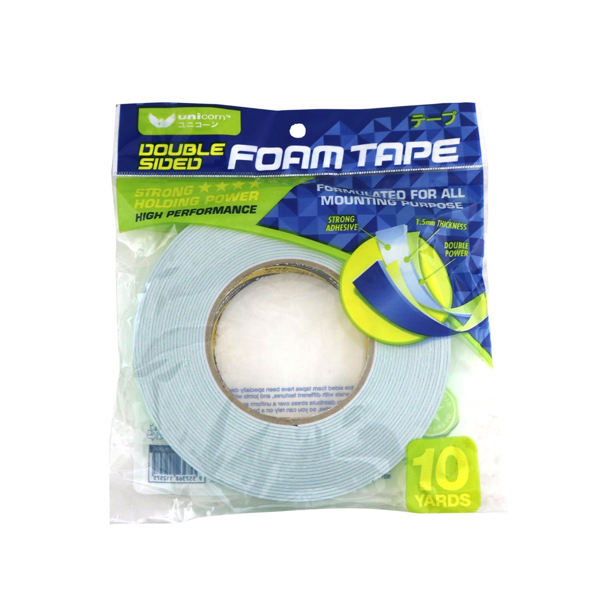 Unicorn Foam Tape White 18Mmx10Y D/S