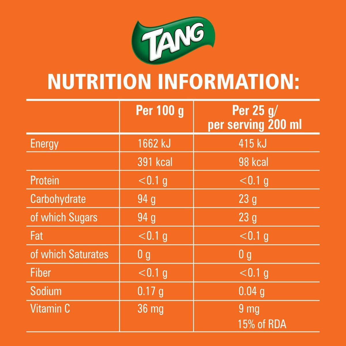 Tang Orange Instant Powdered Drink 1.5 kg