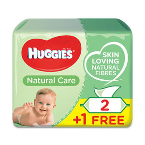 Huggies Natural Baby Wipes, Aloe Vera Wipes, 3 x 56 pcs