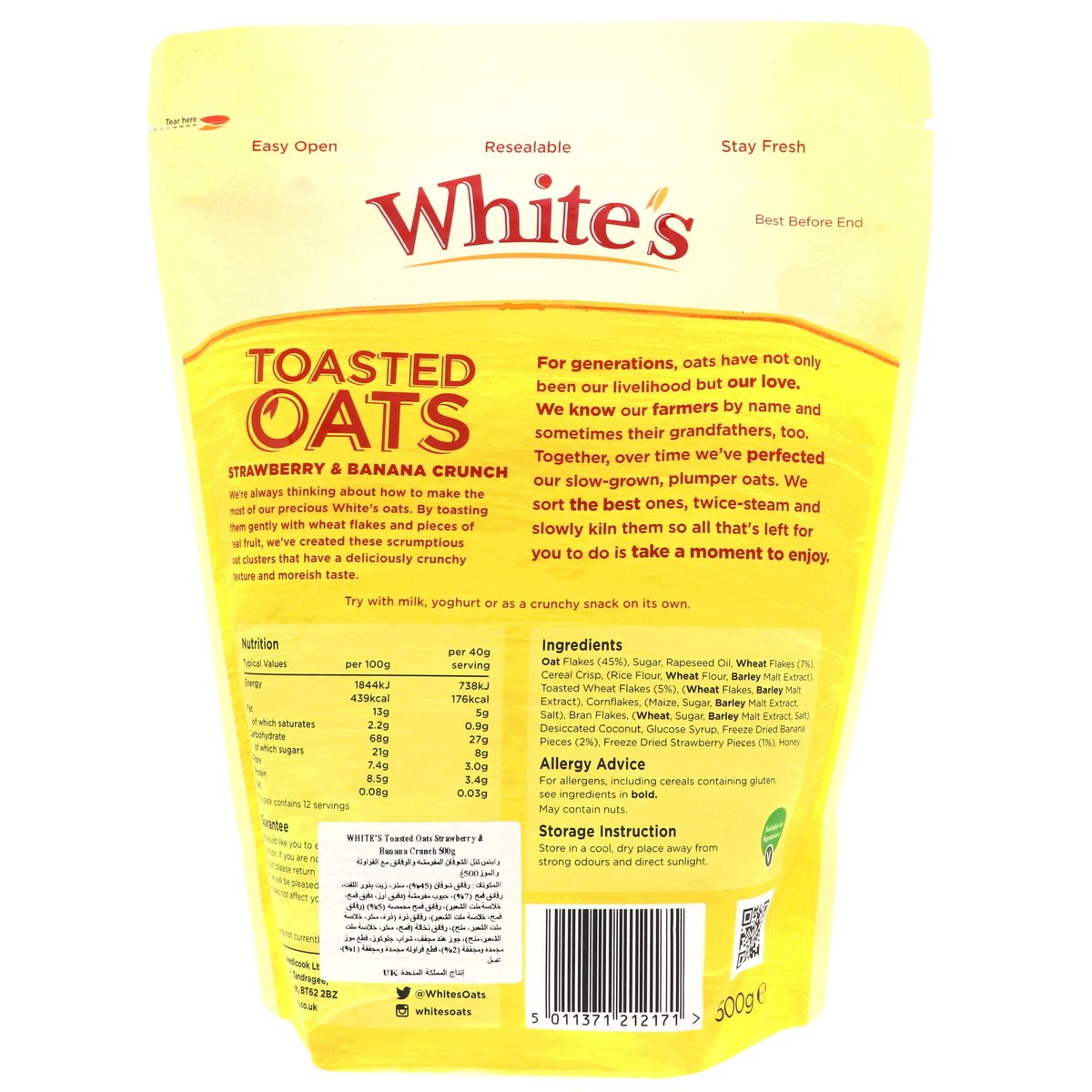 White's Toasted Oats Strawberry And Banana Crunch 500 g