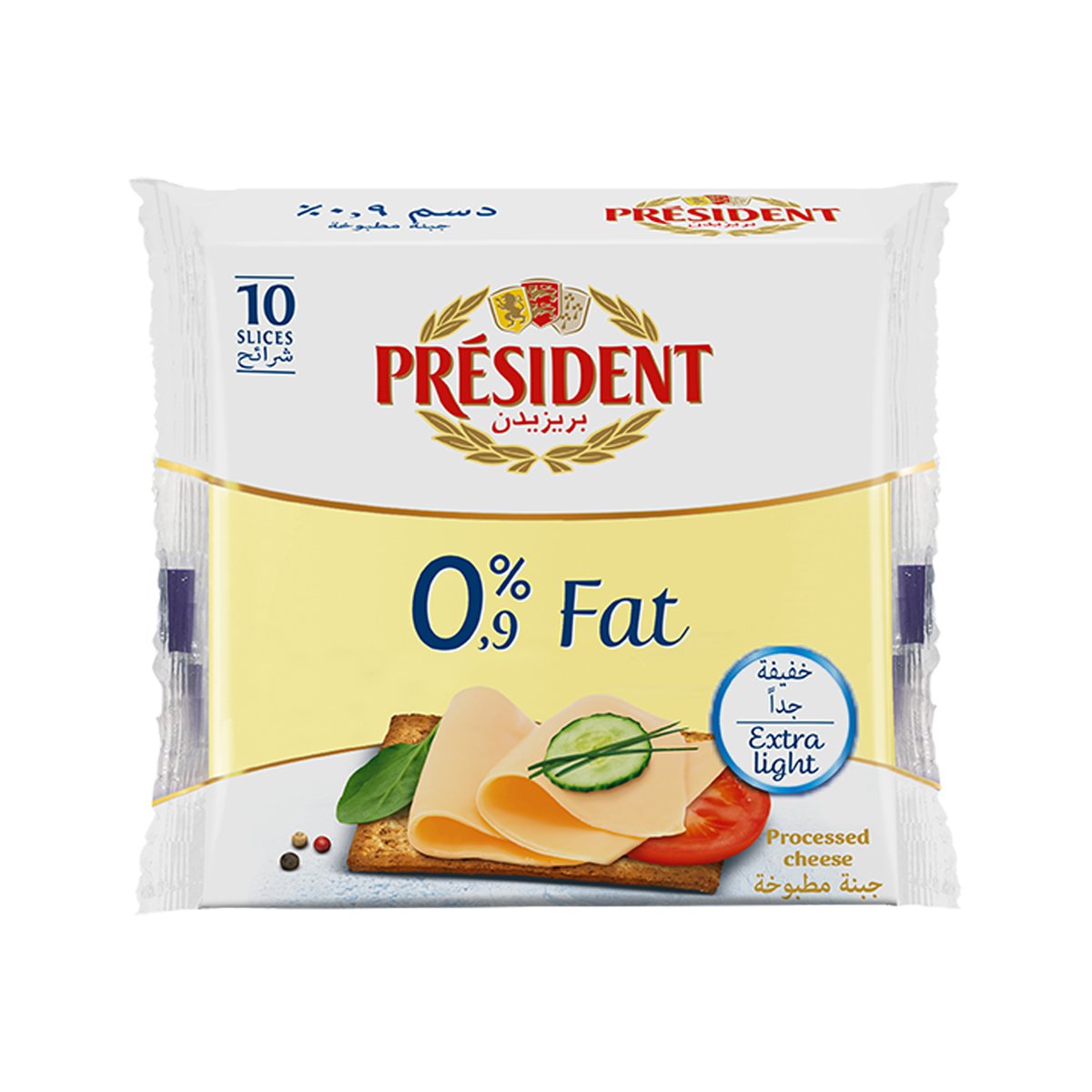 President Sliced Cheddar Cheese Fat Free 200g