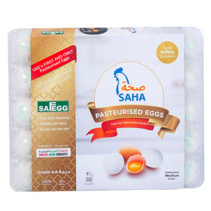 Saha Pasteurised White Eggs Medium 30pcs