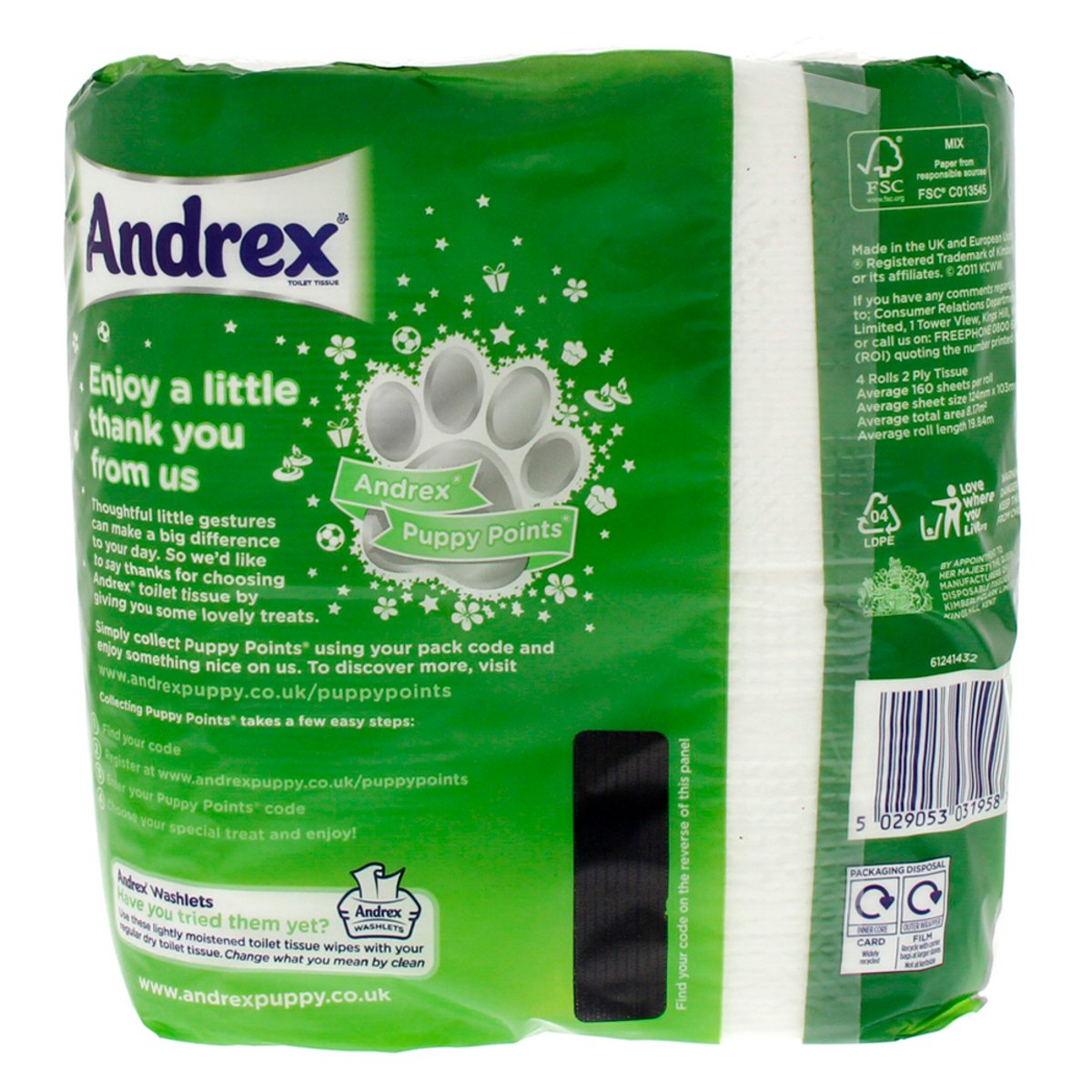 Andrex Aloe Vera Toilet Tissue 4 Rolls