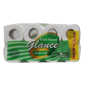 Elegance Glance Toilet Tissues 2ply 280 Sheets 6+2