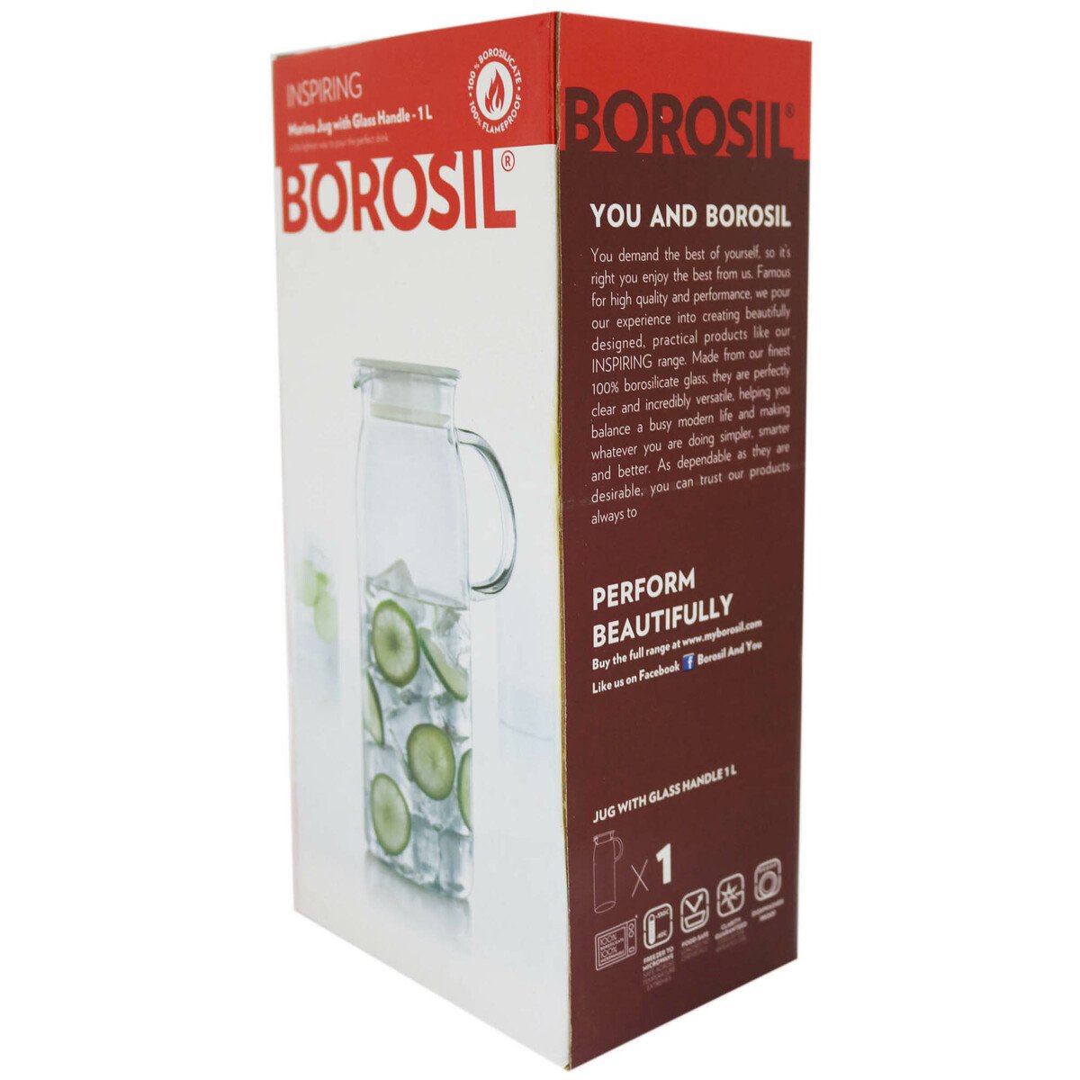 Borosil Jug With Plastic Lid 1.3Litre