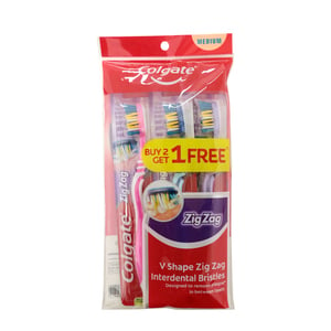 Colgate Tooth Brush Zig Zag Medium Buy 2 Free 1 3pcs
