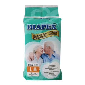 Diapex Adult Diapers Large 8 Counts